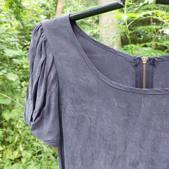 100% Silk Bubble Sleeve Mini Dress - Picture 4 of 12